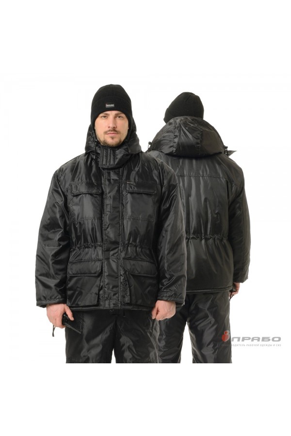 Костюм мужской утеплённый "Альфа" чёрный (куртка и полукомбинезон)