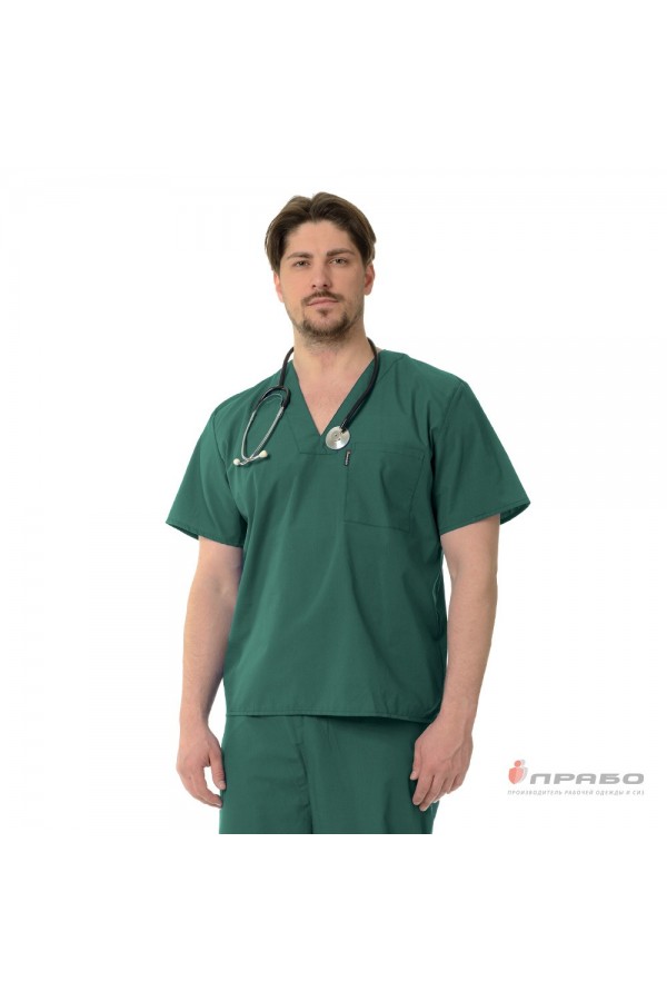 Костюм медицинский мужской "Хирург" зелёный (блузон и брюки)