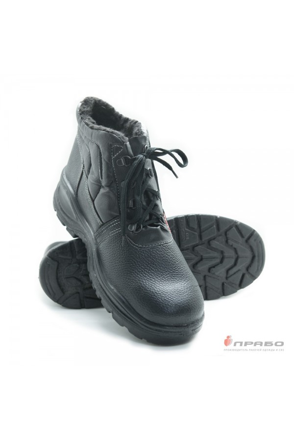 Ботинки утеплённые кожаные "Форвард Эконом У" с подошвой ПУ чёрные