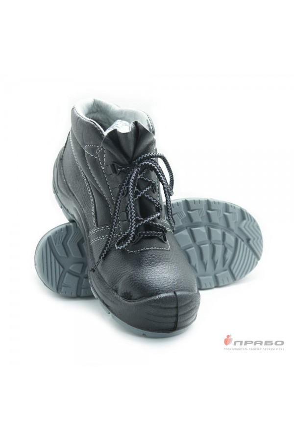 Ботинки кожаные с подошвой ПУ/ТПУ с металлическим подноском чёрные