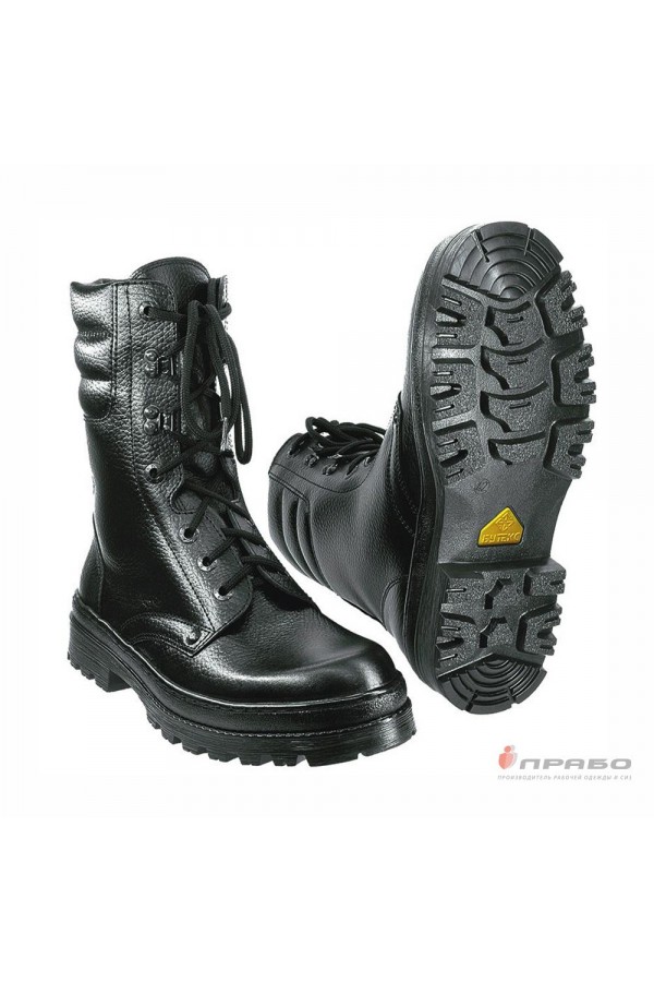 Ботинки хромовые "ОМОН Люкс" на подошве ТЭП чёрные (искусственный мех)