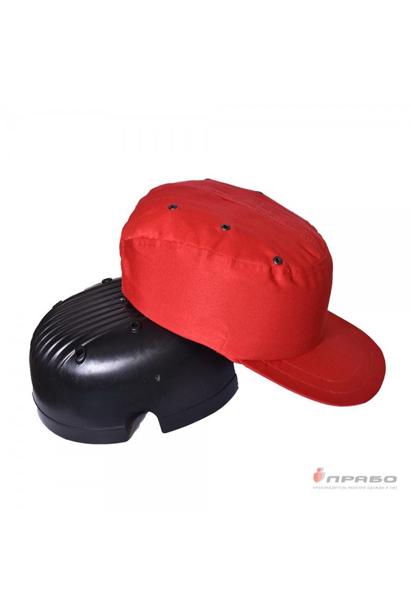 Каскетка-бейсболка защитная с вставкой из ударопрочного пластика красная