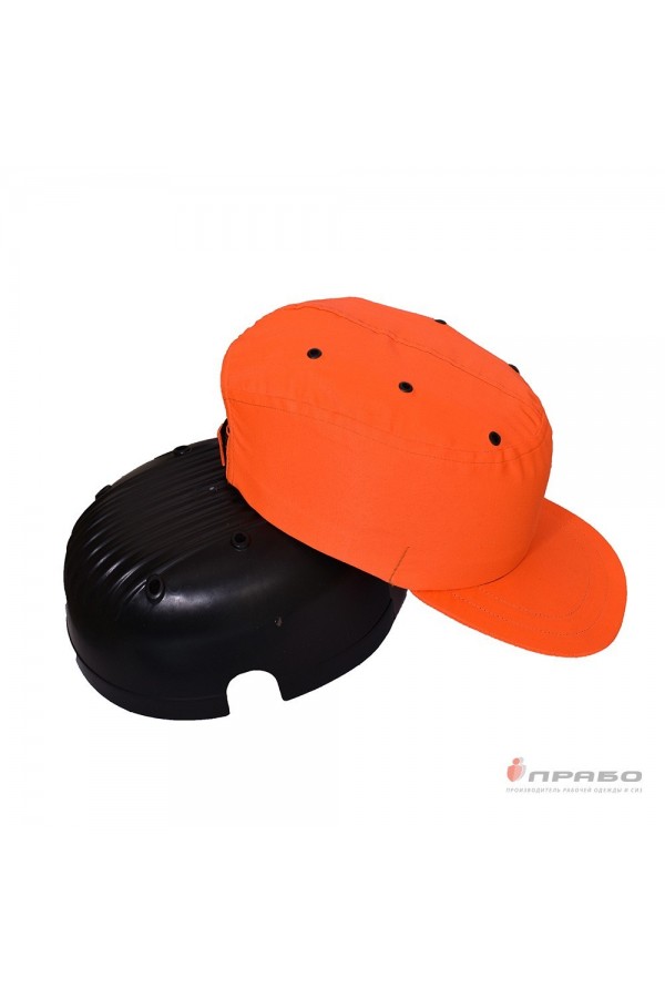 Каскетка-бейсболка защитная с вставкой из ударопрочного пластика оранжевая