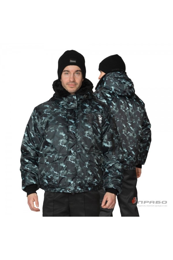 Куртка мужская утепленная "Альфа" КМФ с капюшоном город серый